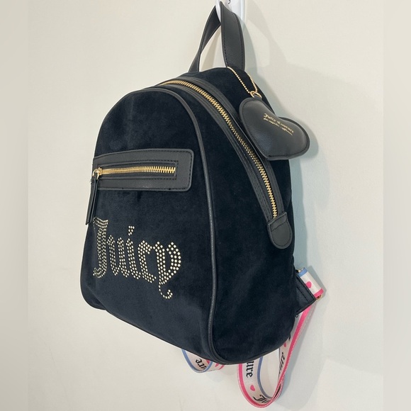 NEW Juicy Couture Liquorice Big Spender Studded Velvet Backpack - Picture 3 of 12